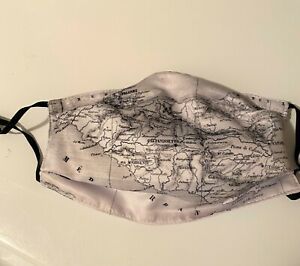 MAP OF SICILY FACE MASK WITH FILTER POCKET AND FILTER- NEW- Washable + Reusable