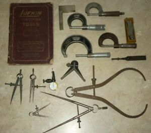 MACHINIST LOT LUFKIN STARRET MICROMETERS MEASURING TOOL OLD NICE