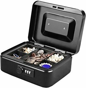 Small Cash Box with Combination Lock Durable Metal Cash Box with Money Tray
