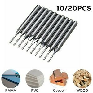Double Flute Double Flute CNC Router Bits Silver Tungsten Steel 10/20pcs