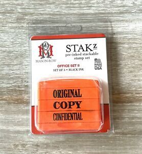 MASON ROW STAKZ Pre-inked Stackable Stamps Office Set II -“Orig., Copy, Confid.”