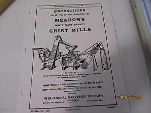 1923 International Harvester Meadows Grist Mill Instruction/Parts manual