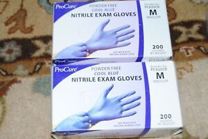 2 - Procure Medium Blue Exam Grade Powder-Free Nitrile Gloves 200 Ct