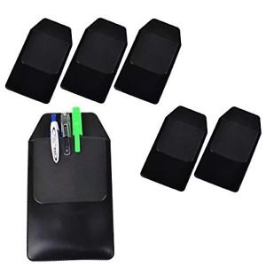 DE 6 Pcs Black Vinyl Pocket Protector for Pen Leaks
