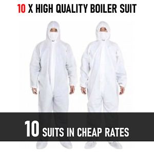 10 x Men&#039;s Women&#039;s Unisex Boiler Suit Workwear Overall PPE Coverall Coveralls