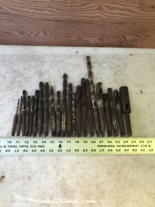 Vintage Lot of 25 Small Medium &amp; Large Morse Taper Drill Bits Wood Steel Metal