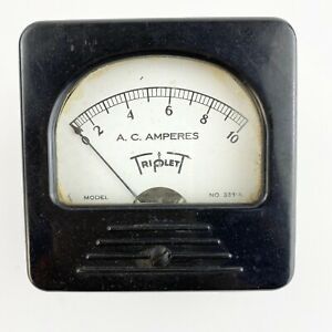 Vintage Triplett Square Panel Meter Gauge Model 337 A AC Amperes 0-10