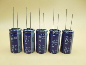 4,700 uF 25v 85c Radial Electrolytic Capacitor (Lot of 5)