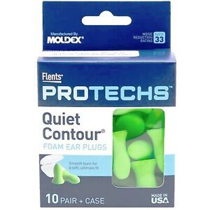 MOLDEX Flents PROTECHS Quiet Contour FOAM EAR PLUGS 10 Pairs &amp; Case ~ New in Box