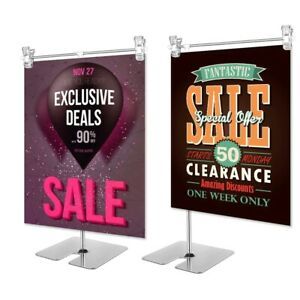 Height adjustable display sign holder sales cardboard display racks stand poster