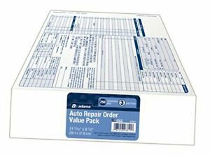 Garage Repair Order Forms, 8.5 x 11 Inch, 3 Parts, 250-Count, White and