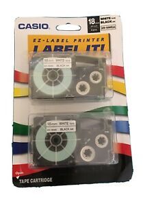 Casio EZ-Label Printer Tape Cartridges XR-18WE2S 2 Pack