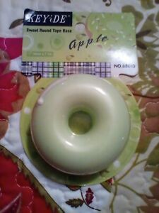 Cute Green Donut Shape Tape Dispenser Cutter Holder+1 Roll Adhesive Tape Sticker