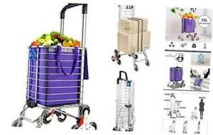 Portable Stair Climbing Cart with 8 Wheels, Normal size Foldable Cart Purple