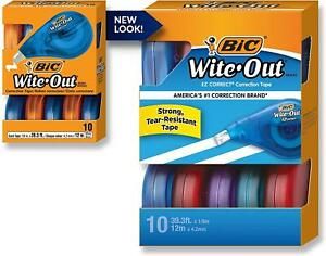 BIC Wite-Out Brand EZ Correction Tape, White, Clean &amp; Easy To Use, 10 Count