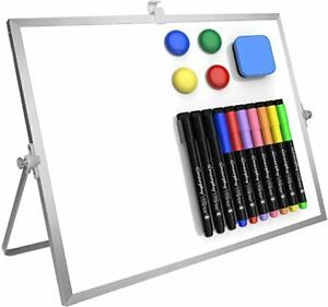 Dry Erase White Board, 16&#034;X12&#034; Large Magnetic Desktop Whiteboard with Stand