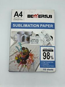BetterSub 110 Sheets Dye Sublimation A4 Paper Heat Transfer for DIY T-Shirts Mug