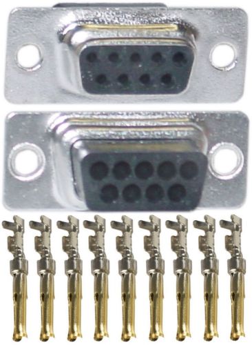 Lot10 d-sub female/plug de/db9pin cable/wire crimp/crimping end/connector${+pins for sale