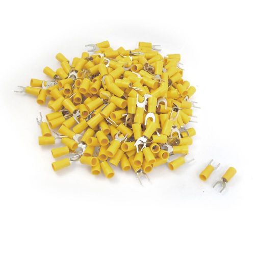 NEW 12-10 AWG Yellow PVC Sleeve Insulating Fork Terminals Connector 500 Pcs