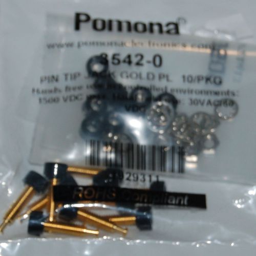 Pomona 3542-0, 2mm Gold Plated Pin Tip Jacks, 10-Pack, 1500 VDC Max, 5 Amp Black