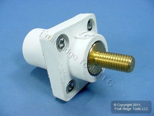 Leviton White Cam Plug Male Panel Receptacle 1.13&#039;&#039; Threaded Stud 16 Series 400A