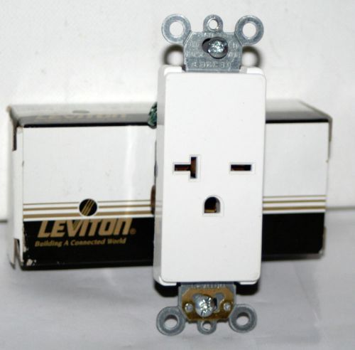 Leviton white decora 16451-w single receptacle 250v 20a new for sale