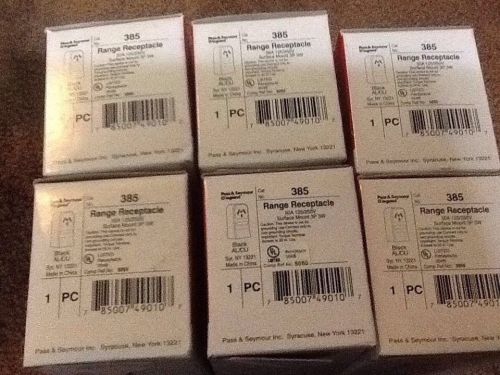 Range Receptacles lot of 6 Pass And Seymour Cat #385 New In Box Black