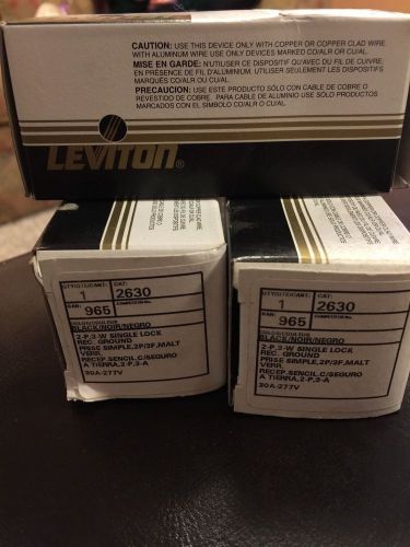 3- leviton 2630 black 2-p, 3-w single lock recepticle ground for sale