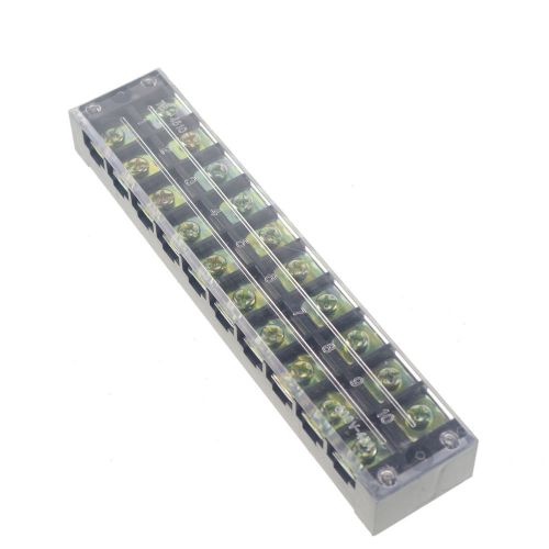 1 x 10 Position/Poles 20 Hole Screw Terminal Block Cover Barrier Strip 600V 45A