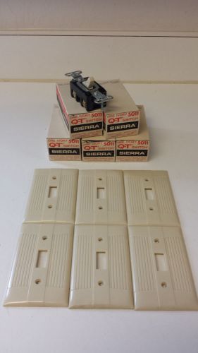 Vintage Eagle Tuxedo Ribbed Ivory Bakelite Switch Plate Covers &amp; NOS SWITCHES