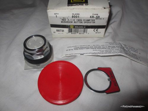 Nos square d 88731 push button mushroom red 2 1/4 inch dia 9001 kr-5r for sale