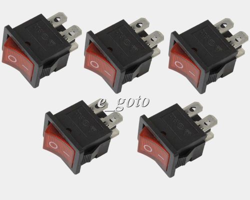 5pcs On-Off Button Red 4 Pin DPST Boat Rocker Switch 250V AC 21*15MM