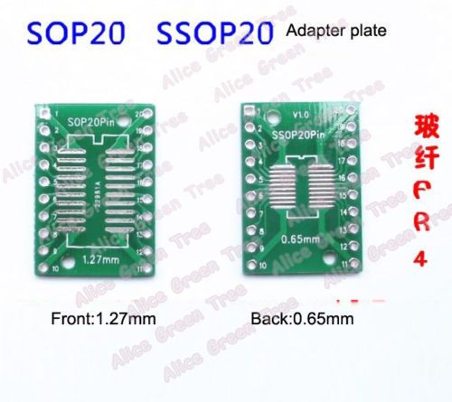 10pcs SOP20 SSOP20 TSSOP20 to DIP20 PCB SMD DIP/Adapter plate Pitch 0.65/1.27mm