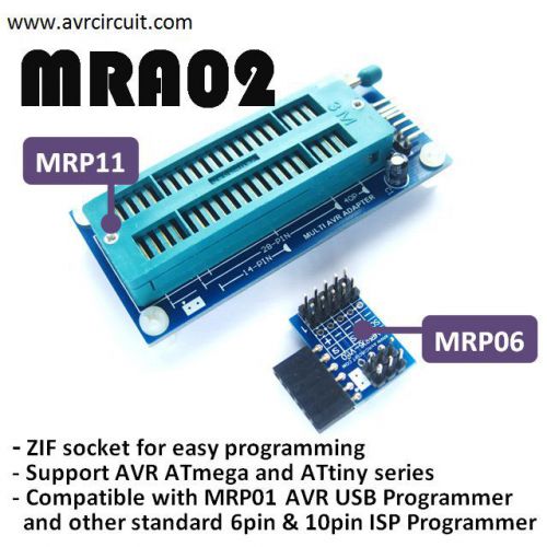 Bid2!mra02-avr adapter set for avr isp programmer!8-40pins avr at(mega &amp; tiny) for sale