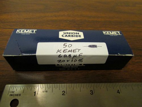 Box of 50 Kemet Tantalum Capacitors 6.8uF 20V 10% Axial NOS