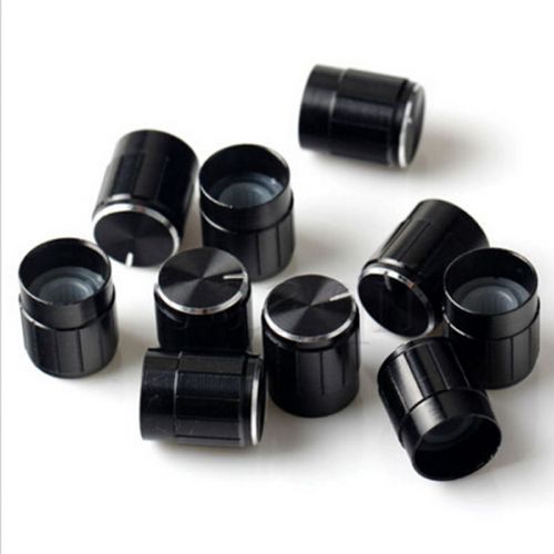 10 volume control rotary knobs black for 6mm dia. knurled shaft potentiometer for sale