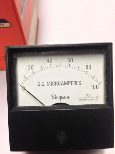 Vintage simpson  model 2122 panel meter 0-100dc microamps for sale