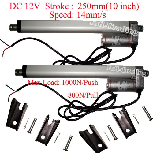 Set of 2 heavy duty 10&#034; linear actuator&amp;bracket stroke 12v dc 220 pound max lift for sale