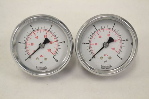 Lot 2 noshok pressure 0-15psi 2-5/8 in 1/4 in npt gauge b298305 for sale
