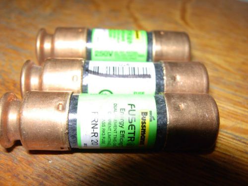 Fusetron bussmann fuse 250v frn-r-20 20 amp electrical lot of 3 new no box for sale