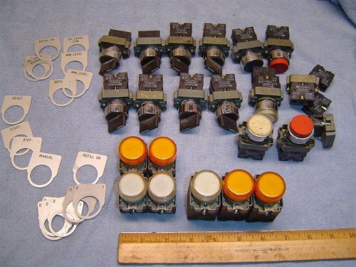 Lot  of panel,momentary, 2 position,pilot indicator, used telemecanque switches for sale