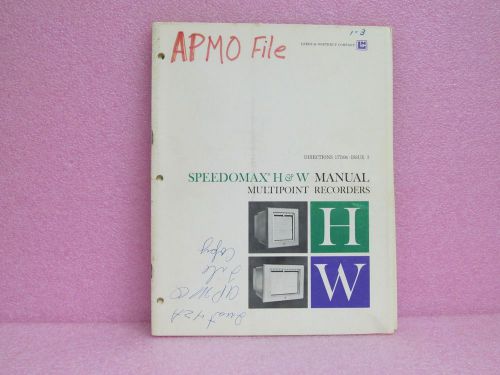 Leeds &amp; Northrup Manual Speedomax H &amp; W Recorder Direct. Man. w/Schem., Issue 3