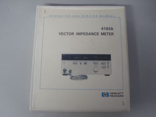 HP 4193A VECTOR IMPEDANCE METER OPERATION AND SERVICE MANUAL