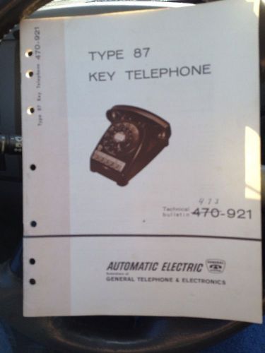Vintage Telephone Key Type 87 Technical Bulletin 1961