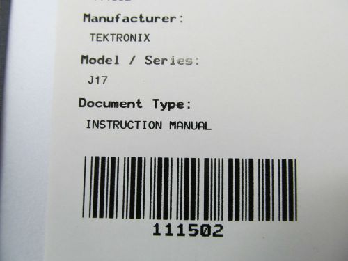 TEKTRONIX J17 Lumacolor Photometer Instructition Manual.