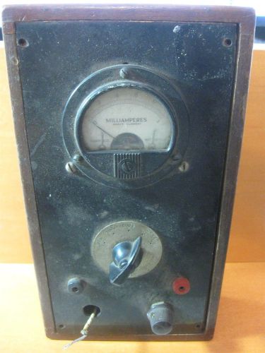 Marian Electric Instrument DC Direct Current Milliamperes Vintage Meter Wood Box