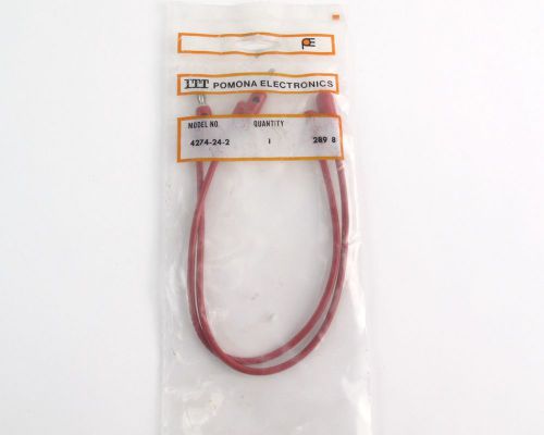 Nos itt/pomona 4274-24-2 multi-stacking banana plug patch cord red 24&#034; for sale
