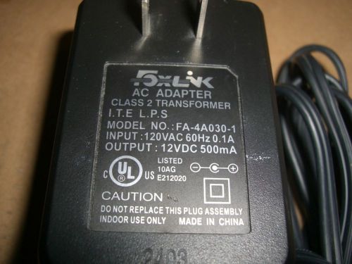 Genuine Foxlink ITE LPS FA-4A030-1 IP 120v 60hz 0.1a  OP 12v 500ma