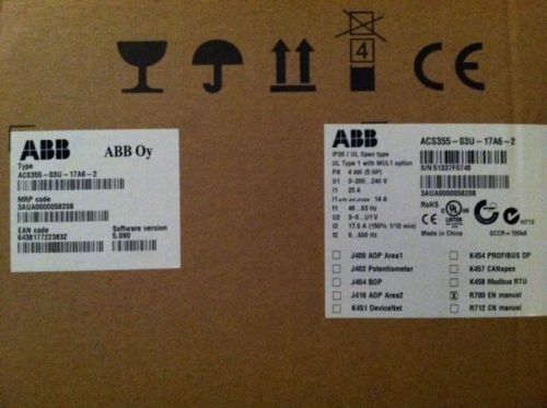 ABB AC Drive ACS355-03U-17A6-2+J404 New Never Used Still Wrapped In Box.