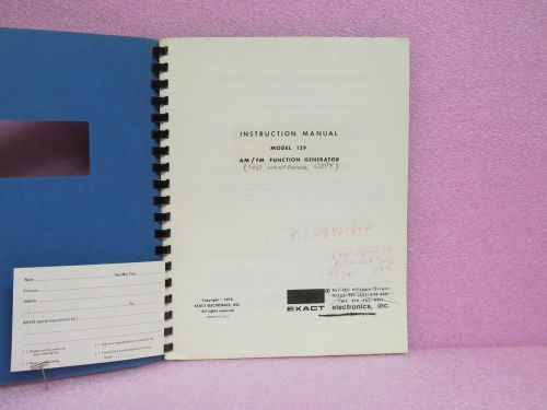Exact Electronics Manual 129 AM/FM Function Generator Instr. Man. w/Schem. 1976